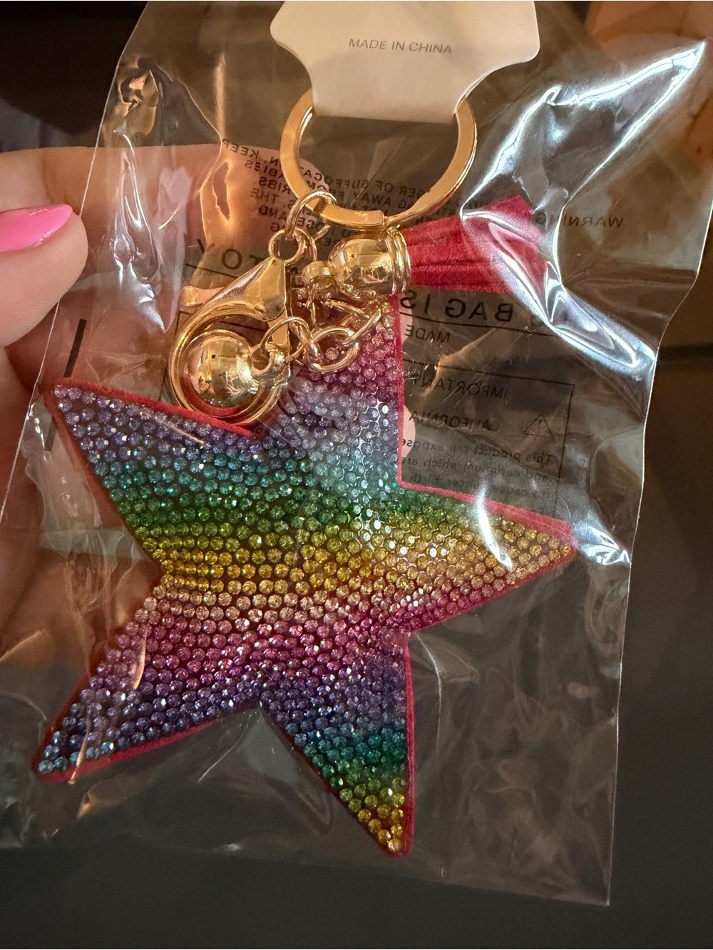 Rainbow Crystal Star Key & Card Holder Keychain  NWT